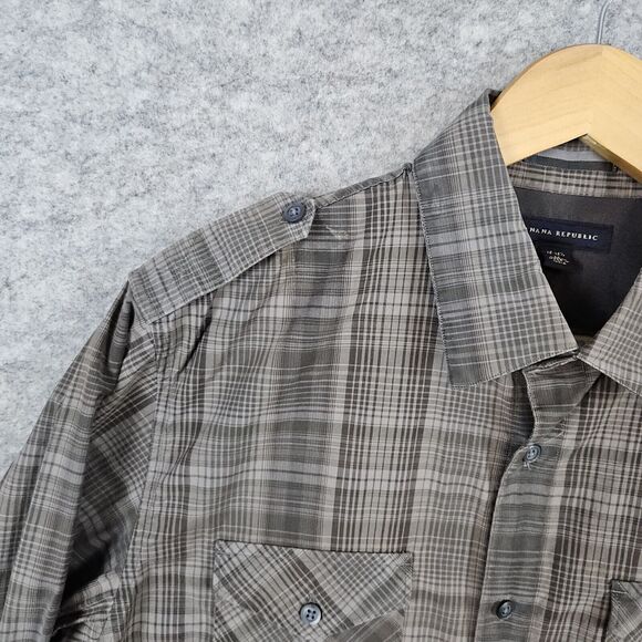 Banana Republic Men's Shirt Size M (15-15 1/2) Brown Plaid Button Up Two Pockets - Picture 3 of 15